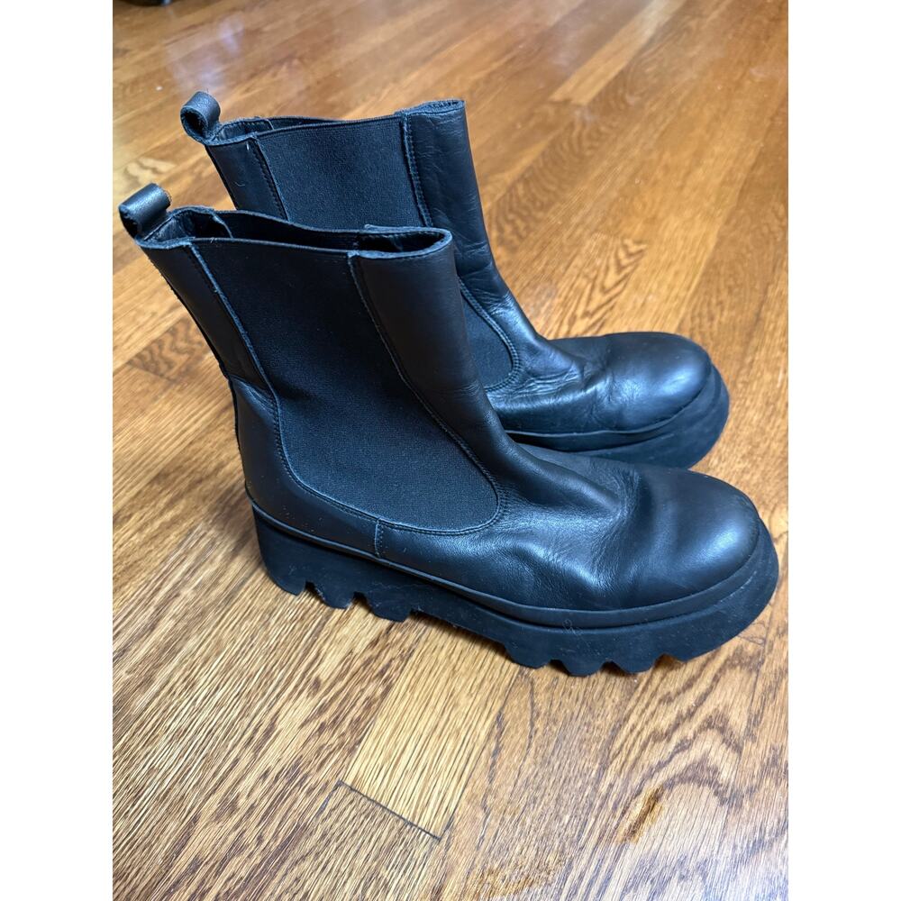 Paloma Barcelo Black Leather Platform Boots Size 41